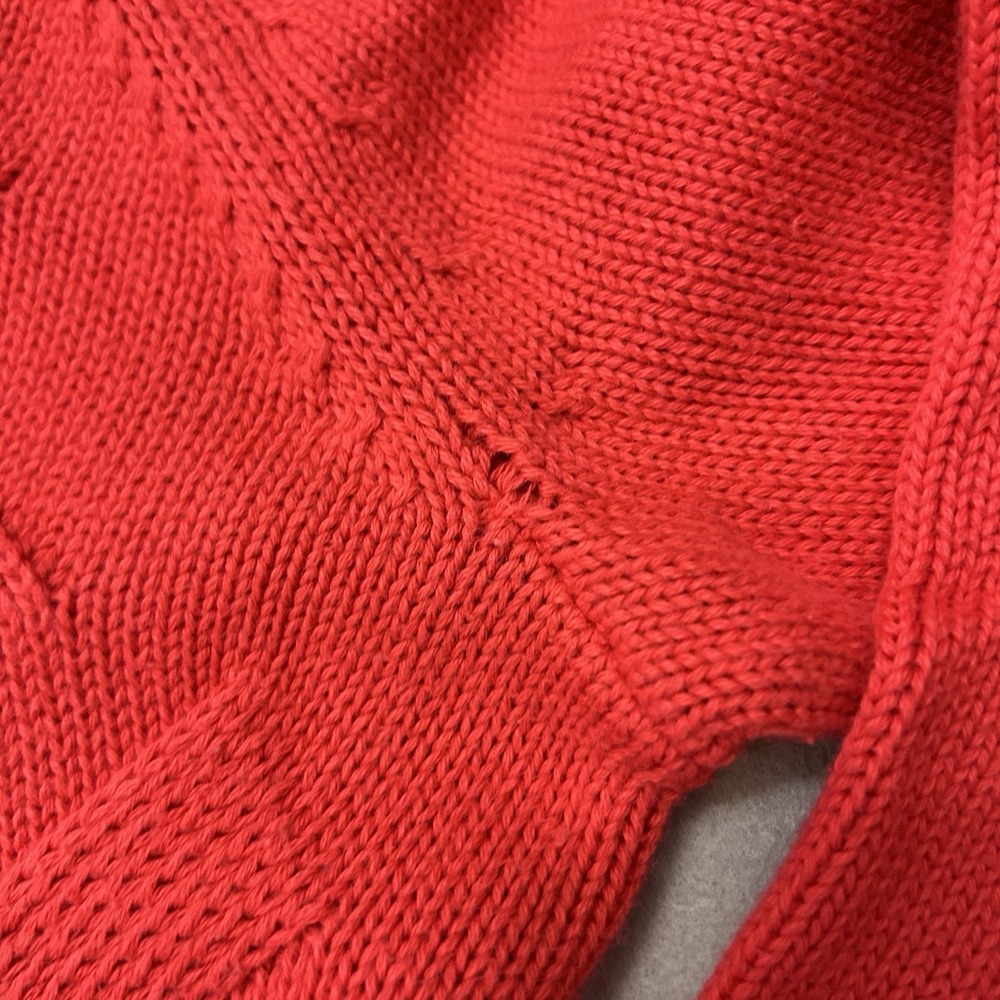 Lands' End Drifter Sweater Women M Coral Pink Cable Knit 100% Cotton Crewneck - Picture 6 of 12